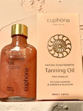 Euphoria Tanning Oil with Pink Sparkles imported from Greece